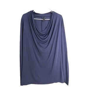 Theory Top Womens M Purple Slinky Drape Neck Long Sleeve Career Officewear Y2K